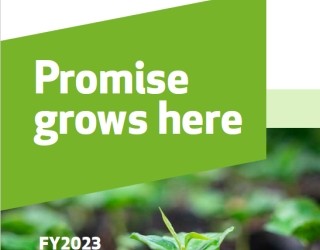 Cover of Pact's 2023 annual report which reads, "promise grows here, FY2023 annual report".