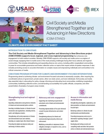 CSM-STAND climate and environment fact sheet