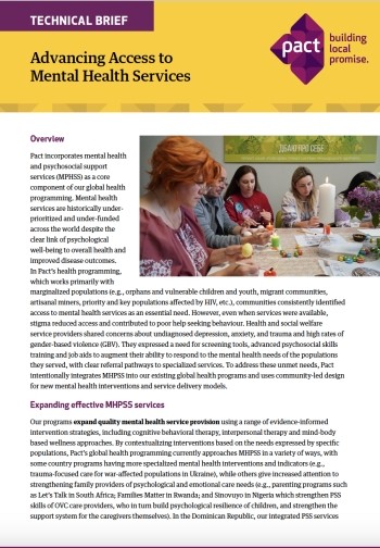 Technical brief: Advancing access to mental health services