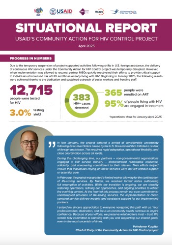 Community Action for HIV Control project: April 2025 situational report
