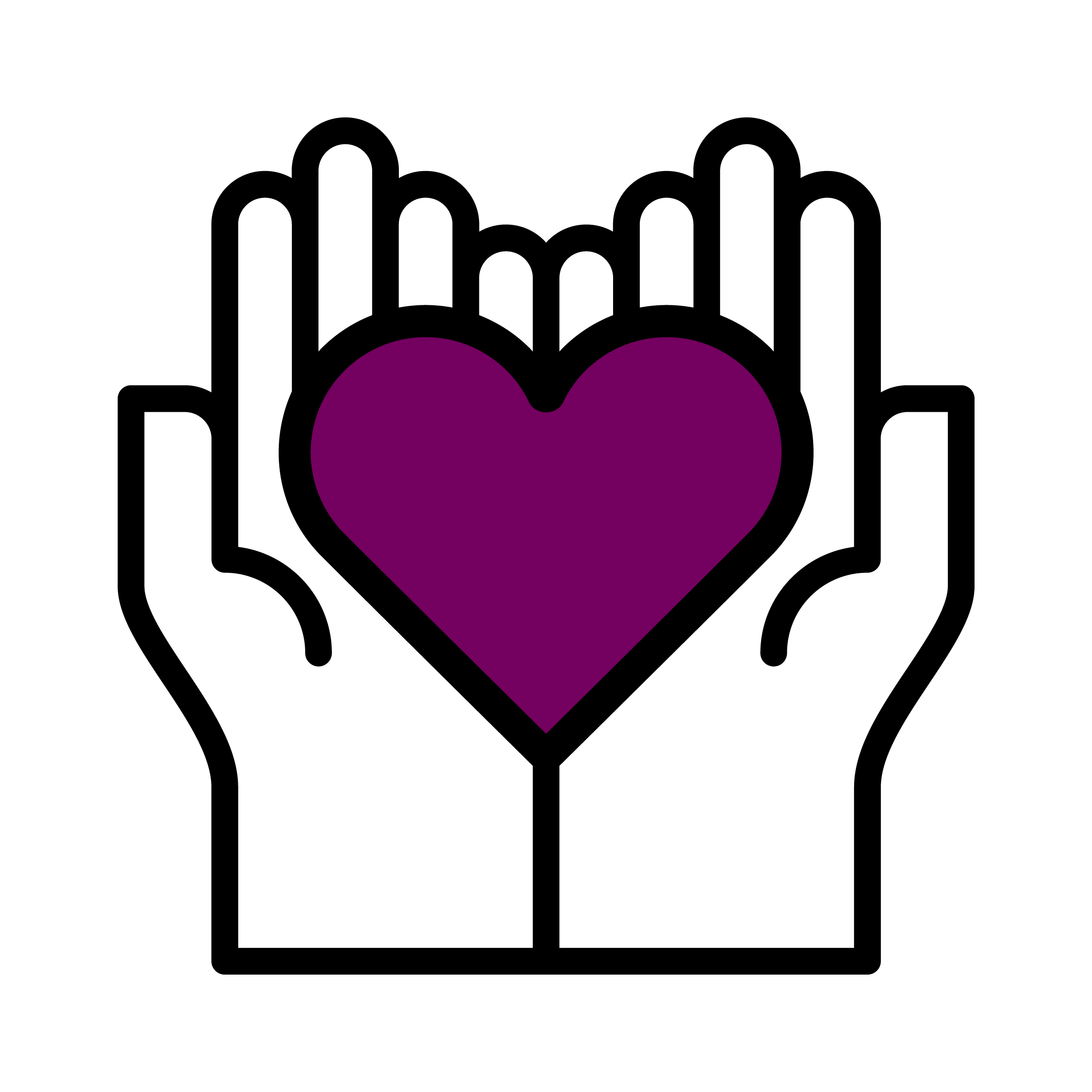 Hands holding an aubergine heart